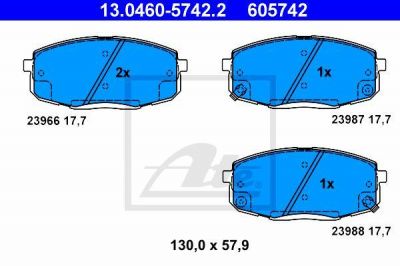 ATE 13.0460-5742.2 Колодки передние KIA CEED/ CARENS/HYUNDAI I30 (581011HA00)