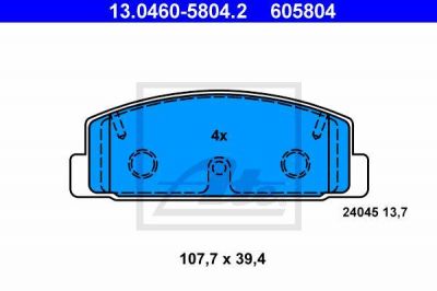 ATE 13.0460-5804.2 Колодки торм.зад. Mazda 323, 6, 626, Premacy