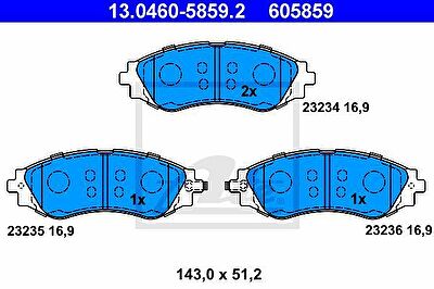 ATE 13.0460-5859.2 комплект тормозных колодок, дисковый тормоз на CHEVROLET NUBIRA седан