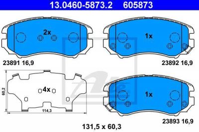 ATE 13.0460-5873.2 Колодки передние HYUNDAI Coope/KIA Soul 09-> (5810138A81)