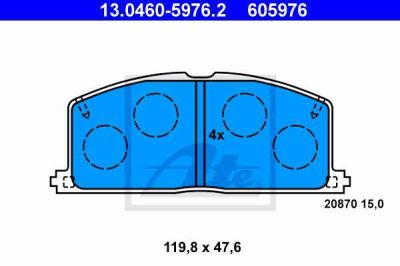 ATE 13.0460-5976.2 Колодки торм.пер. Toyota Corolla, Camry, Carina II