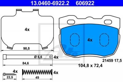 ATE 13.0460-6922.2 комплект тормозных колодок, дисковый тормоз на LAND ROVER DEFENDER Station Wagon (LD)