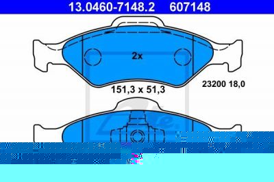 ATE 13.0460-7148.2 комплект тормозных колодок, дисковый тормоз на FORD FIESTA IV (JA_, JB_)