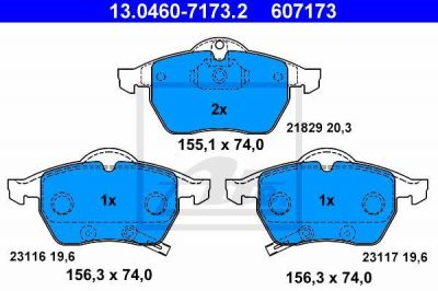 ATE 13.0460-7173.2 Колодки торм.пер. Opel Astra G, Saab 9-3, 9-5
