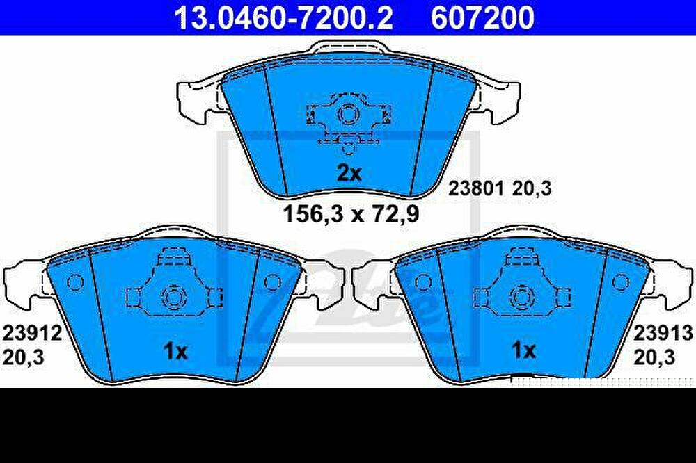 ATE 13.0460-7200.2 Колодки AUDI A3/VW GOLF V, PASSAT WVA23801 с датч