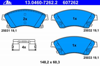 ATE 13.0460-7262.2 Колодки передние CHEVROLET Cruze (R15) /OPEL ASTRA J 08-