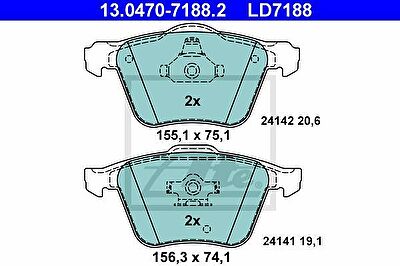 ATE 13.0470-7188.2 Колодки VOLVO XC90 2002=> (CERAMIC)
