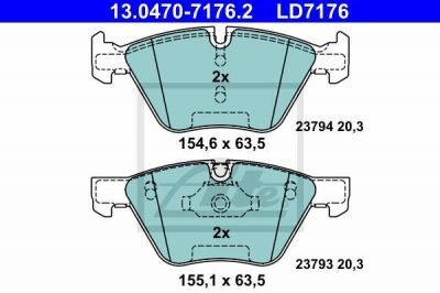 ATE 13.0470.7176.2 КОЛОДКИ ТОРМ 5 E60/E61 F 03/10-<<