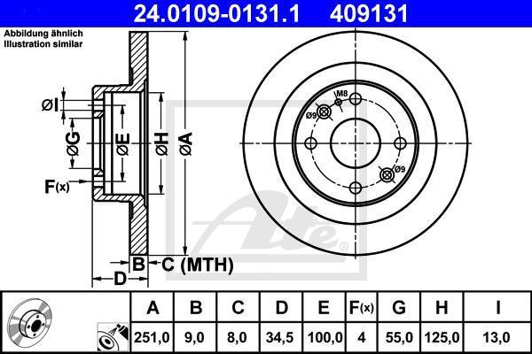 ATE 24.0109-0131.1 тормозной диск на MAZDA 323 S IV (BG)