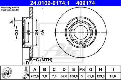 ATE 24.0109-0174.1 тормозной диск на VW POLO (9N_)