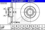 ATE 24.0110-0207.1 тормозной диск на AUDI 100 Avant (44, 44Q, C3)