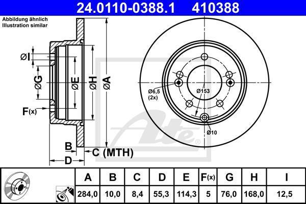 ATE 24.0110-0388.1 тормозной диск на HYUNDAI GRANDEUR (HG)