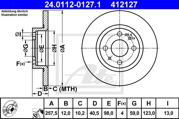 ATE 24.0112-0127.1 тормозной диск на FIAT BRAVA (182)