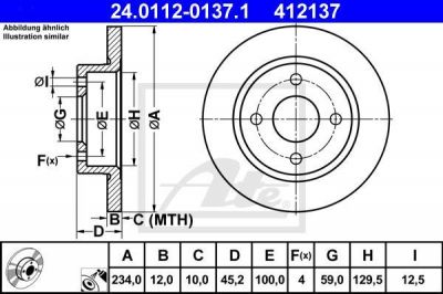 ATE 24.0112-0137.1 тормозной диск на NISSAN MICRA II (K11)