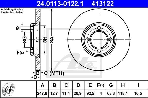 ATE 24.0113-0122.1 тормозной диск на FORD TAUNUS '80 (GBS, GBNS)