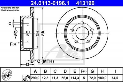 ATE 24.0113-0196.1 тормозной диск на CHRYSLER VOYAGER III (GS)