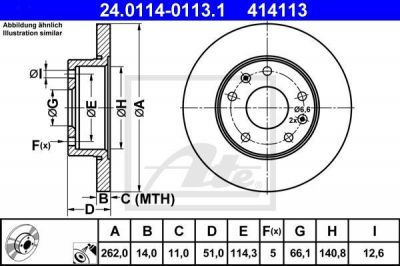ATE 24.0114-0113.1 тормозной диск на LAND ROVER FREELANDER Soft Top (LN_)