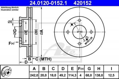 ATE 24.0120-0152.1 тормозной диск на NISSAN PRIMERA (P10)