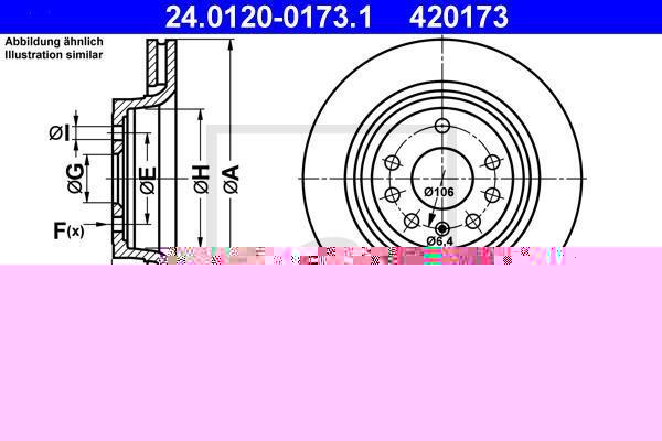 ATE 24.0120-0173.1 тормозной диск на SAAB 9-3 (YS3F)
