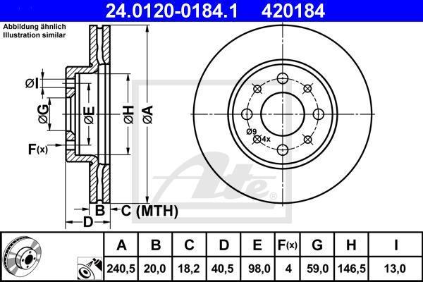 ATE 24.0120-0184.1 тормозной диск на FIAT PANDA Van (169)
