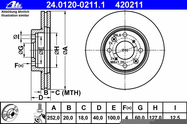 ATE 24.0120-0211.1 Диск торм. пер. Opel Agila, Suzuki Sfift III