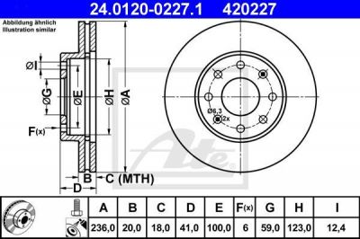 ATE 24.0120-0227.1 тормозной диск на CHEVROLET AVEO седан (T200)