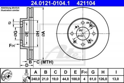 ATE 24.0121-0104.1 тормозной диск на HONDA CIVIC VI купе (EJ, EM1)