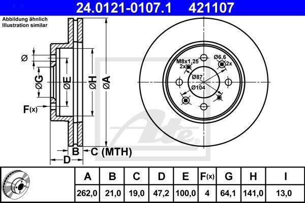 ATE 24.0121-0107.1 тормозной диск на HONDA CONCERTO седан (HWW)