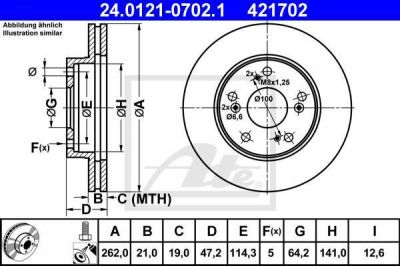 ATE 24.0121-0702.1 Диск торм. пер. HONDA CIVIC 07=>