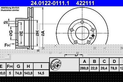 ATE 24.0122-0111.1 тормозной диск на 5 (E12)