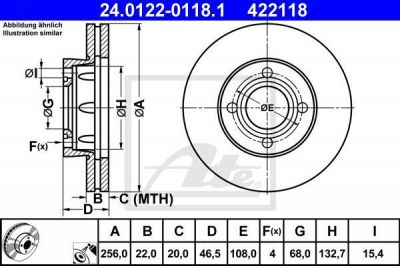 ATE 24.0122-0118.1 24.0122-0118.1 VAG мин>20.0 ТОРМОЗНОЙ ДИСК A80 A100/44