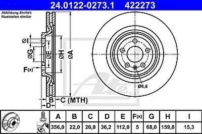 Ate 24.0122-0273.1 Диск торм. зад. AUDI A6, A7 , A8 quattro 09=>