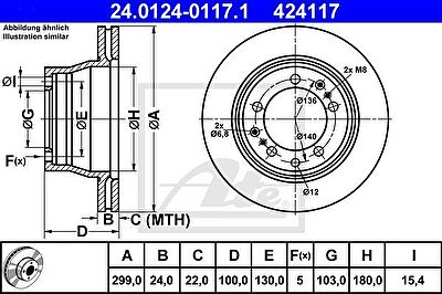 ATE 24.0124-0117.1 тормозной диск на PORSCHE 911 Speedster (964)