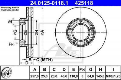 ATE 24.0125-0118.1 тормозной диск на TOYOTA HILUX II пикап (LN8_, RN5_, LN6_, YN6_, YN5_, LN5_, RN6_)