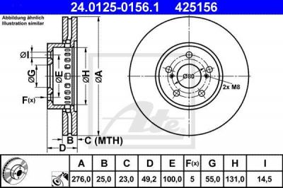 ATE 24.0125-0156.1 Диск торм. пер. Toyota Avensis