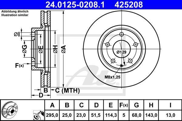 ATE 24.0125-0208.1 тормозной диск на MAZDA CX-3 (DK)