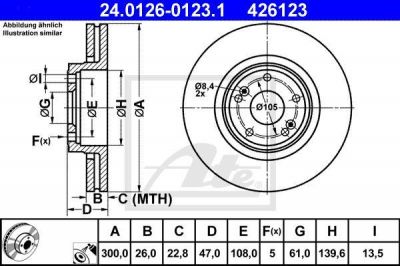ATE 24.0126-0123.1 тормозной диск на RENAULT LAGUNA II Grandtour (KG0/1_)