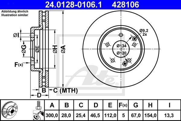 ATE 24.0128-0106.1 24.0128-0106.1 Диск торм. пер. MB W210, W203