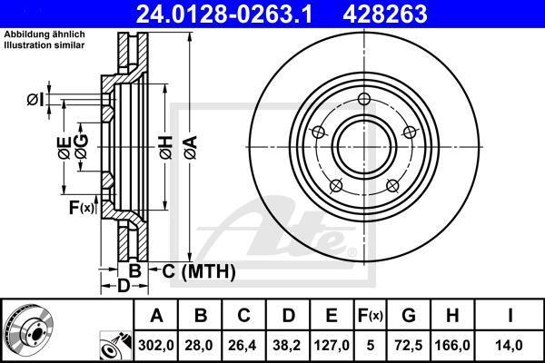 ATE 24.0128-0263.1 тормозной диск на FIAT FREEMONT (JC_, JF_)