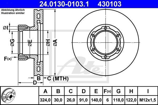ATE 24.0130-0103.1 тормозной диск на MERCEDES-BENZ T2/LN1 фургон/универсал