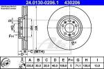 ATE 24.0130-0206.1 Диски торм.пер. CITROEN C5 06=>