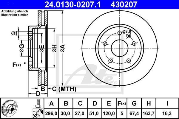 ATE 24.0130-0207.1 тормозной диск на OPEL INSIGNIA седан