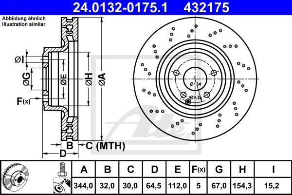 ATE 24.0132-0175.1 тормозной диск на MERCEDES-BENZ SLC (R172)