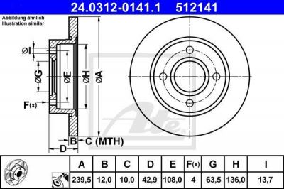 ATE 24.0312-0141.1 тормозной диск на FORD FIESTA IV (JA_, JB_)