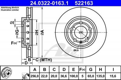 ATE 24.0322-0163.1 тормозной диск на VW GOLF IV (1J1)