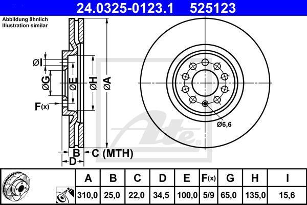 ATE 24.0325-0123.1 тормозной диск на VW GOLF IV (1J1)