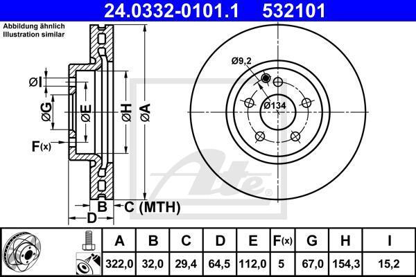 ATE 24.0332-0101.1 тормозной диск на MERCEDES-BENZ E-CLASS купе (C207)