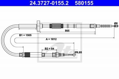 ATE 24.3727-0155.2 Трос руч.тормоза AUDI A4 1812мм
