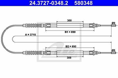 ATE 24.3727-0348.2 трос, стояночная тормозная система на PEUGEOT BOXER фургон (230L)