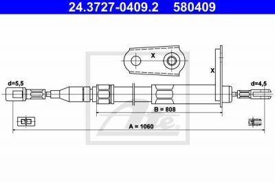 ATE 24.3727-0409.2 Трос стояночного тормоза MB W124 (93-97)